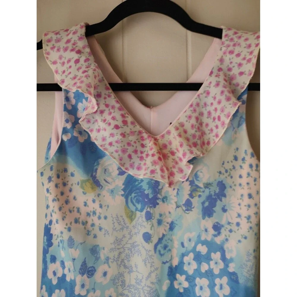 Girls Floral Blue and Pink Sleeveless Maxi Dress